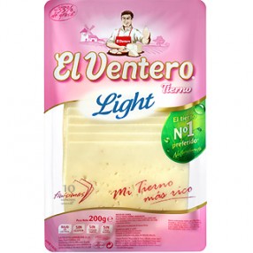Queso tierno light en lonchas EL VENTERO envase 200 grs